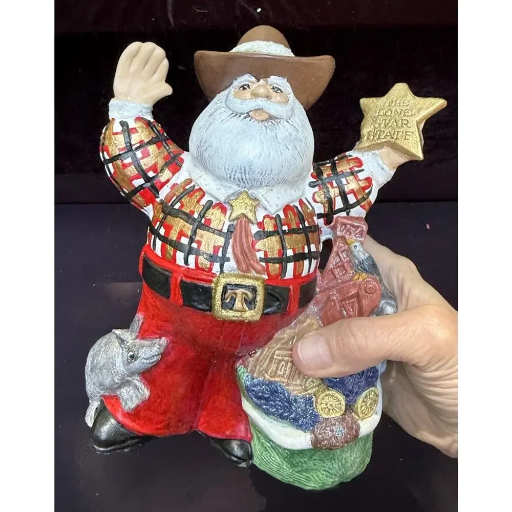 VTG 2000 Lone Star State TEXAS Cowboy Oil Santa Christmas Ceramic Mold Figure